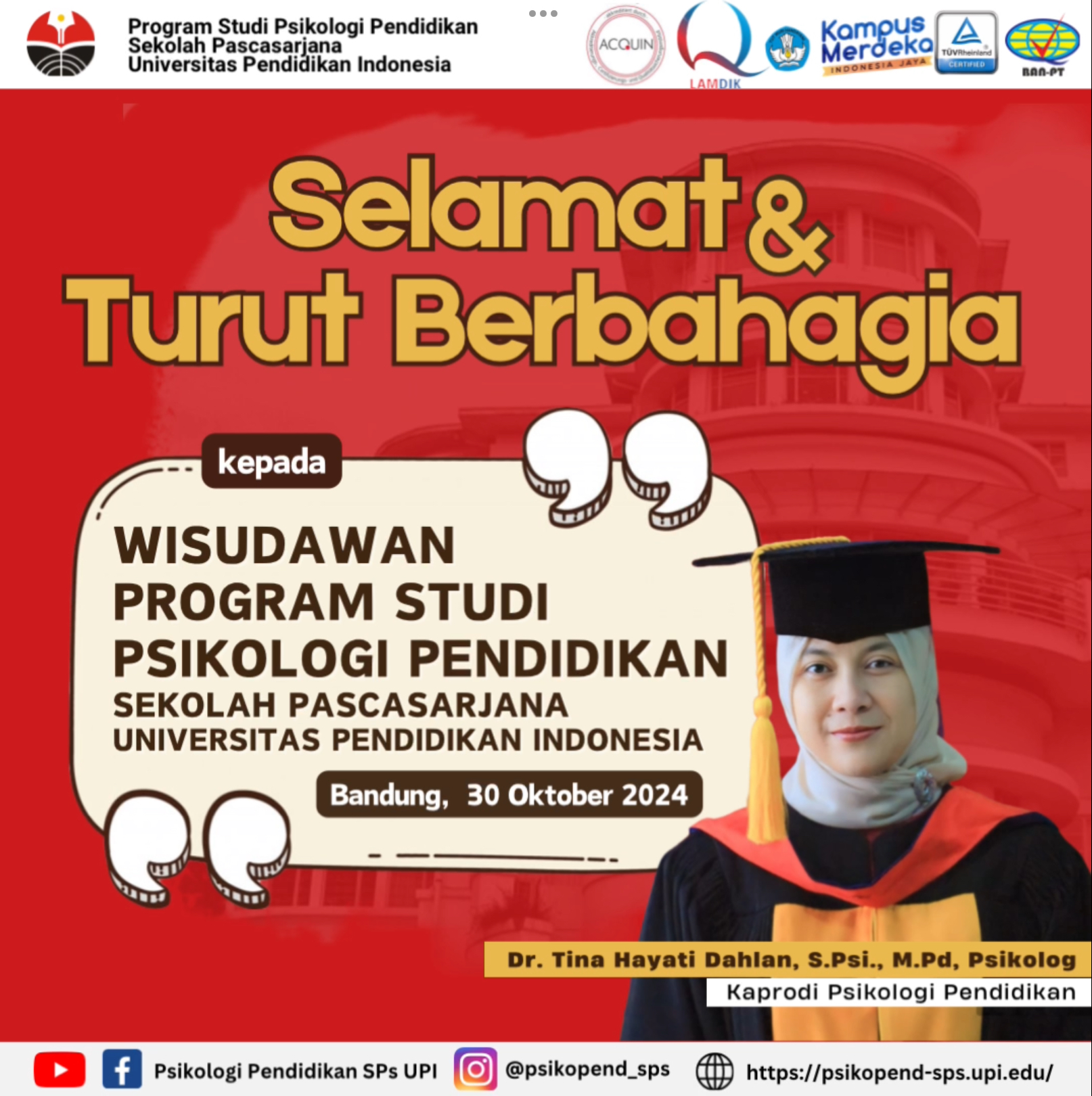 Selamat dan Turut Berbangga kepada Wisudawan